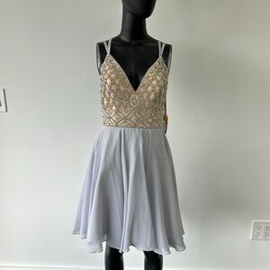 Lucci Lu Size 28414 6 silver Short beaded chiffon dress